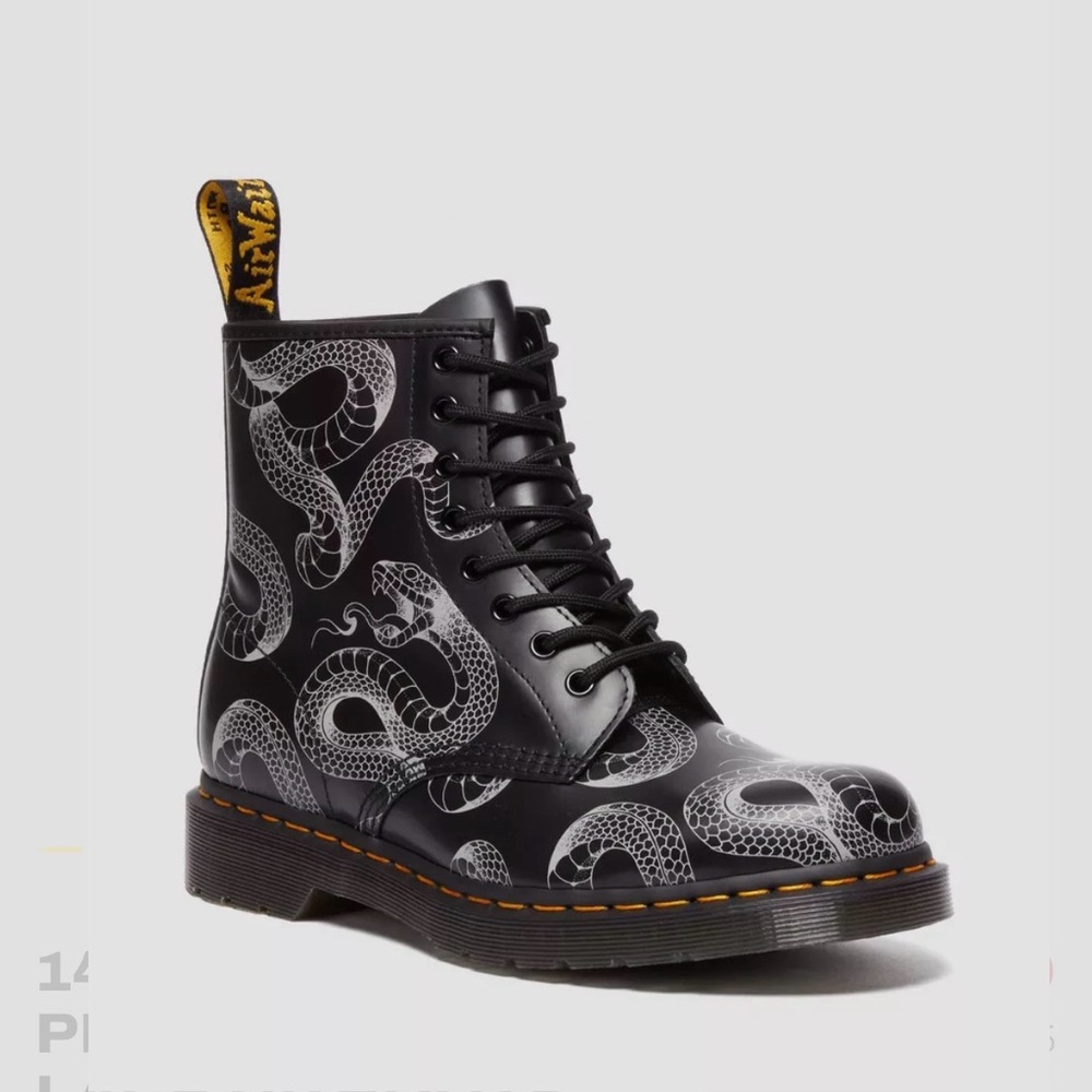 Dr Martens 1460 Serpent Print Leather Boots - Picture 2 of 4